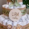 A baby shower cake with the name liam on it.